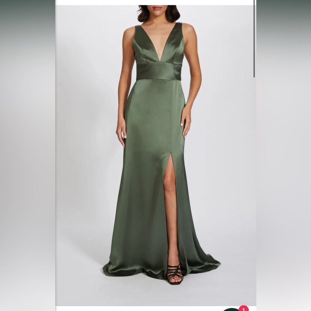Amsale Sariah Olive Bridesmaid Dress Size 8 NWT